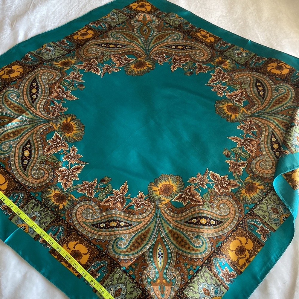 NEW Teal Paisley Design Scarf Hijab Wrap 34.5”x34.5” inches